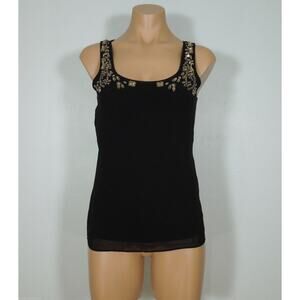 EXPRESS Tank Top XS Gold Beads Embellished